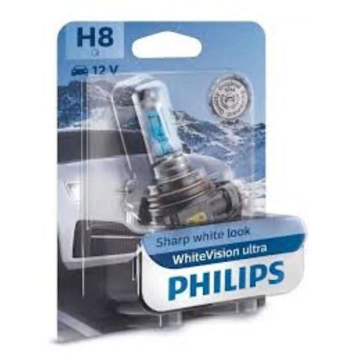 Лампа Philips H8 12 В, 35W (PGJ19-1) (+60%) WhiteVision ultra , блистер 1 шт, 12360WVUB1
