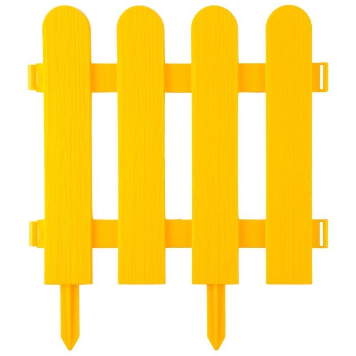 Ограждение декоративное, 29 × 224 см, 5 секций, пластик, жёлтый, GRINDA «Штакетник»