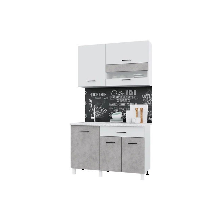 Кухонный гарнитур Trend 1200, 60х120см, ЛДСП, белый-бетон