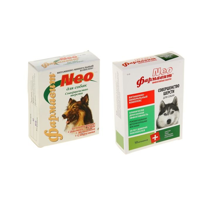 Витаминный комлпекс "Фармавит Neo" для собак, совершенство шерсти, 90 таб