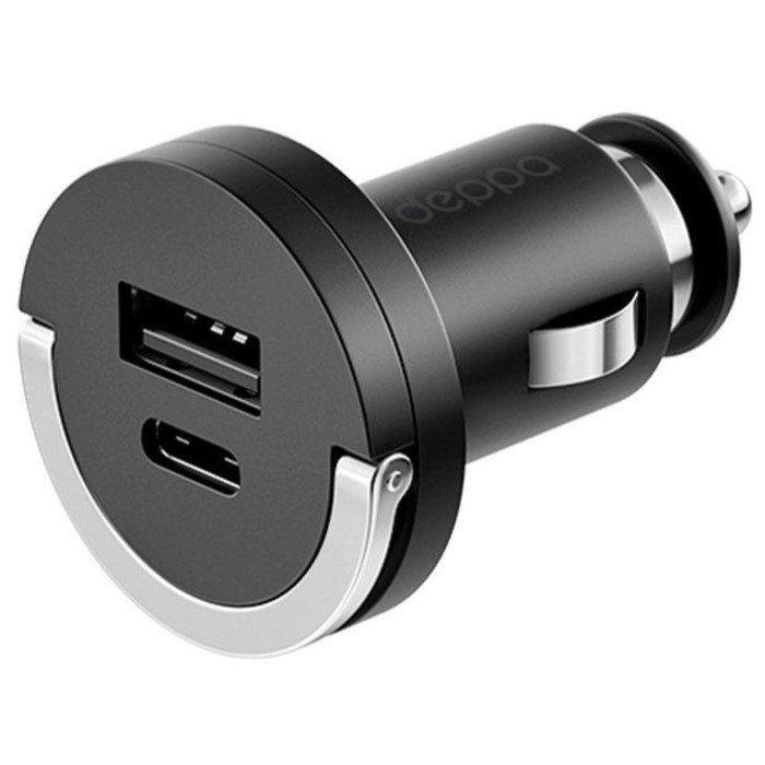 Автомобильное зарядное устройство Deppa (11211) USB-C+USB A, QC 3.0, Power Delivery, чёрный   102884