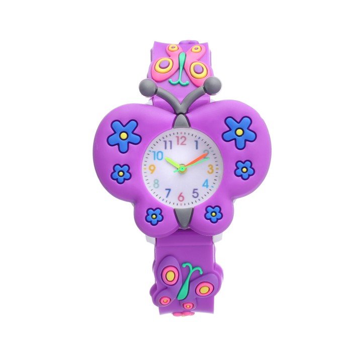 Часы наручные детские "Бабочка", ремешок силикон l-21 см