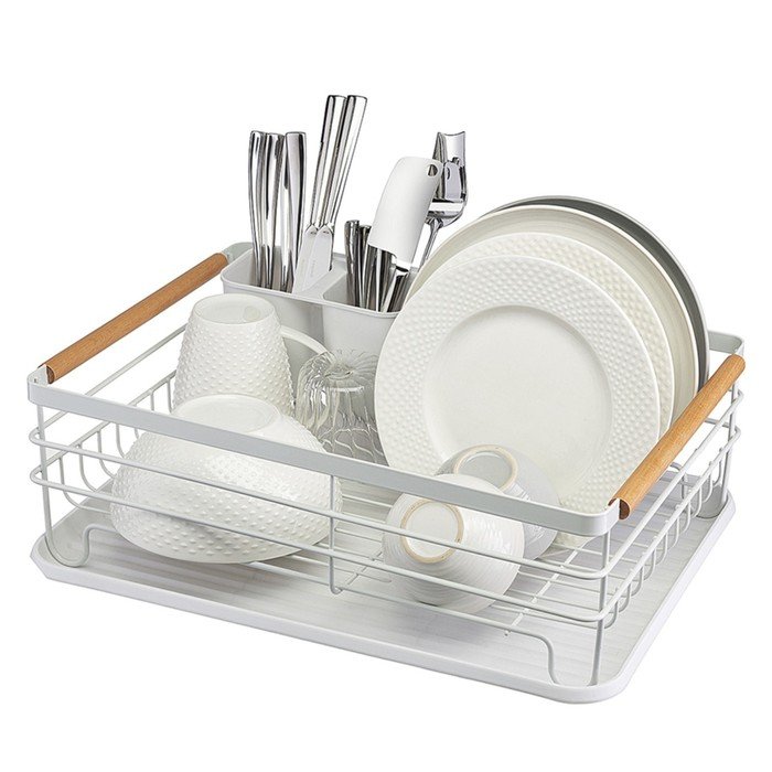 Сушилка для посуды Smart Solutions Granli, 43x30.5x14 см, цвет белый