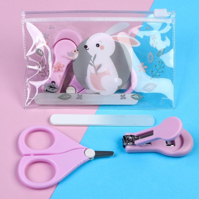 Маникюрный набор детский для самых маленьких «Зайка» (ножницы+щипчики+пилка)