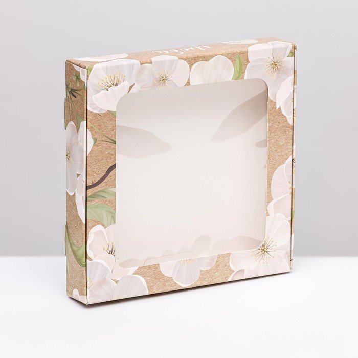 Коробка самосборная, "Цветы", 16 х 16 х 3 см