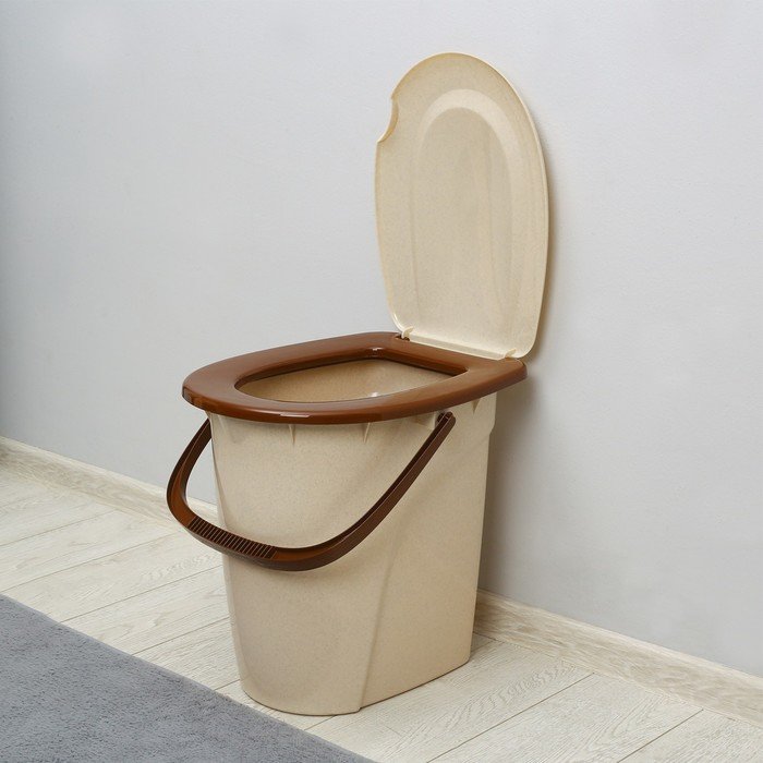 Ведро-туалет, h = 40 см, 24 л, съёмный стульчак, бежевое