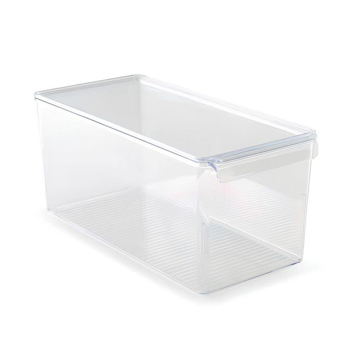 Контейнер с крышкой для холодильника или шкафа 16.5х35.5х16 см, прозрачный