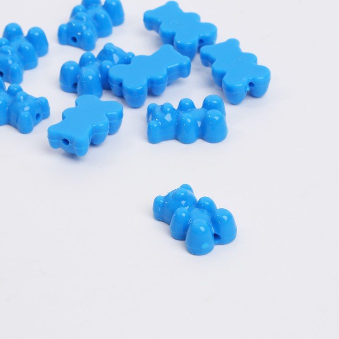 Бусина "Мишка мармеладный" (набор 10шт), 1,8*1,2*0,8см, цвет синий