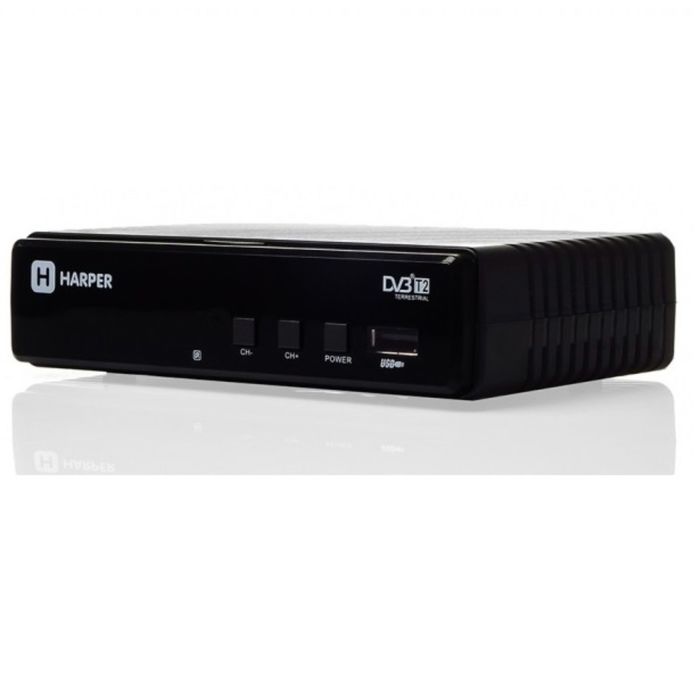 Приставка для цифрового ТВ Harper HDT2-1513, FullHD, DVB-T2, HDMI, RCA, USB, черная