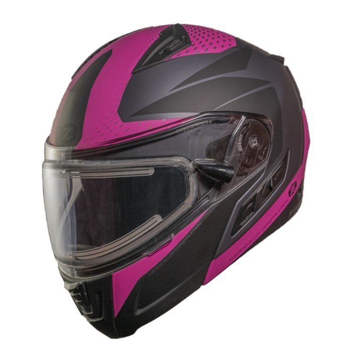 Шлем снегоходный ZOX Condor Parkway, стекло с электроподогревом, матовый, размер M, розовый, чёрный