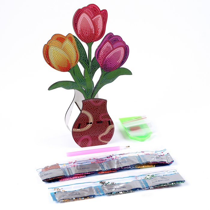 Алмазная вышивка «Тюльпаны вазе» интерьерный декор