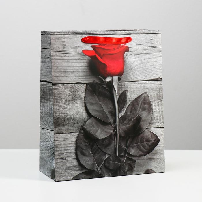 Пакет ламинированный "Красная роза" 26x32x12