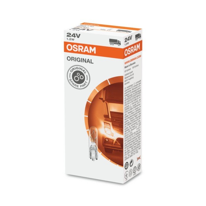 Лампа автомобильная Osram, W1.2W, 24 В, 1.2 Вт, 2741