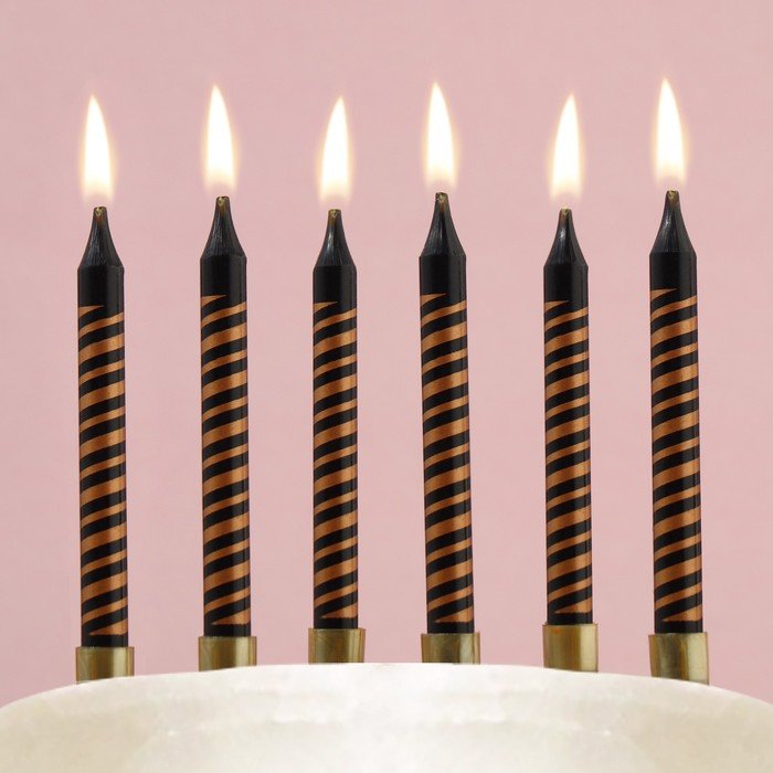 Свечи в торт "Happy birthday", чёрные, 6 шт