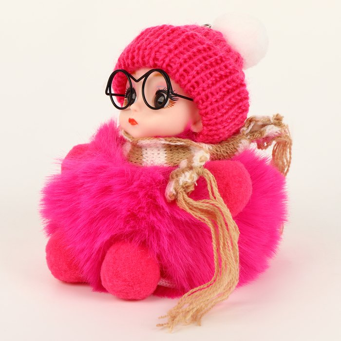 Мягкая игрушка "Зимняя куколка" в очках, на брелоке, 16 см, цвет МИКС