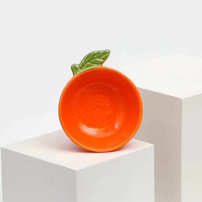 Тарелка керамическая "Апельсин", глубокая, оранжевая, 14 см, 1 сорт, Иран