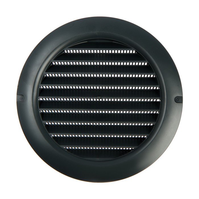 Решетка вентиляционная ZEIN, d=150 мм, круглая, с сеткой, с фланцем, неразъемная, графит