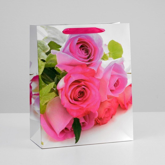 Пакет ламинированный "Красочные розы" 26x32x12