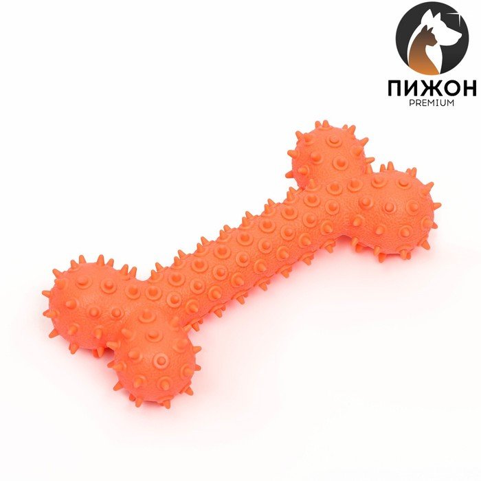 Игрушка-зубочистка для собак Пижон Premium "Кость", 15 х 5,5 см, оранжевая