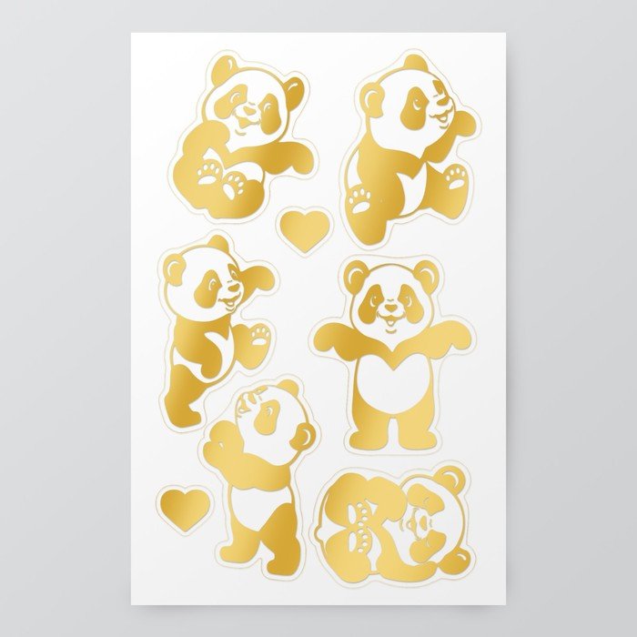 Наклейки (стикеры) "Панда" 10х15 см, цвет золото, 5-309