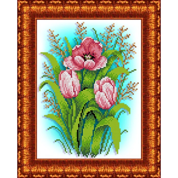 Набор для вышивки бисером «Тюльпаны», 18х24 см