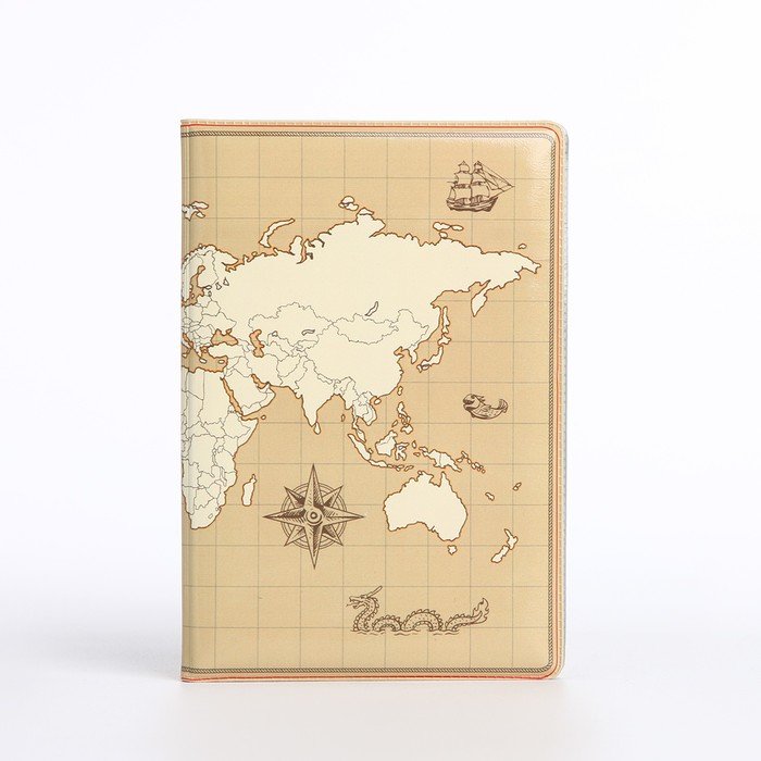 Обложка для паспорта "Континенты", 9,5*0,5*13,5, бежевый