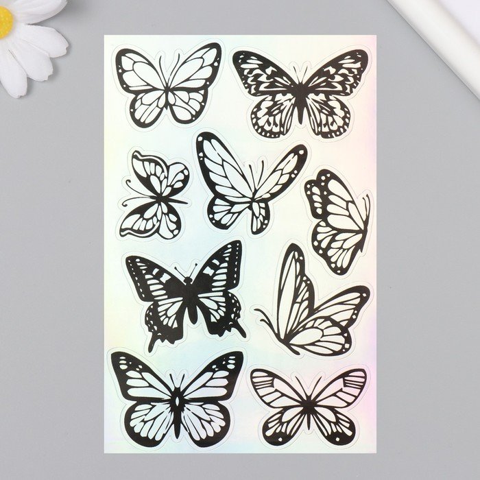 Голографические наклейки (стикеры) "Бабочки" 10х15 см, 5-215