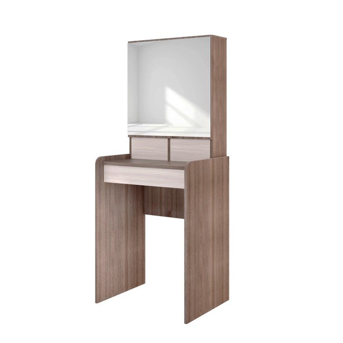 Стол туалетный «Николь», 580 × 450 × 1458 мм, зеркало, цвет ясень шимо светлый / тёмный