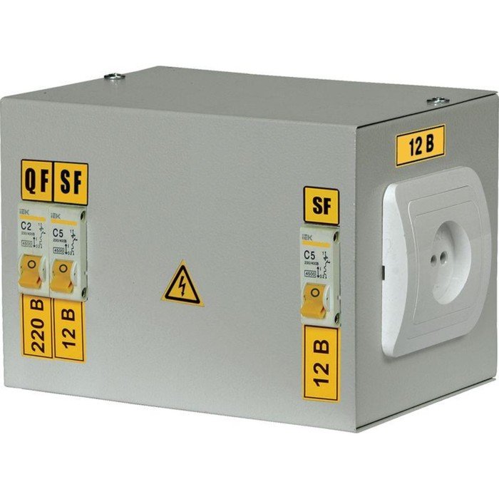 Ящик с понижающим трансформатором IEK MTT12-012-0250 220/12В, 2 автоматических выключателя