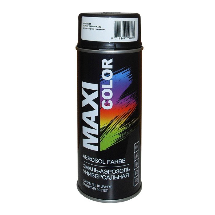 Эмаль-аэрозоль MAXI COLOR RAL9005, Чёрная глянцевая, 400 мл