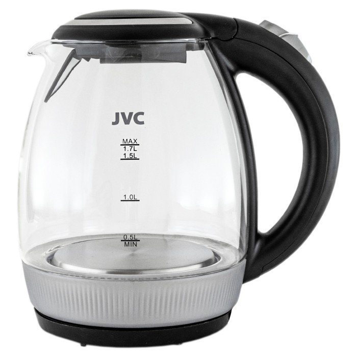 Чайник электрический jvc JK-KE1516, стеклянный, 2200 Вт, 1.7 л, чёрный