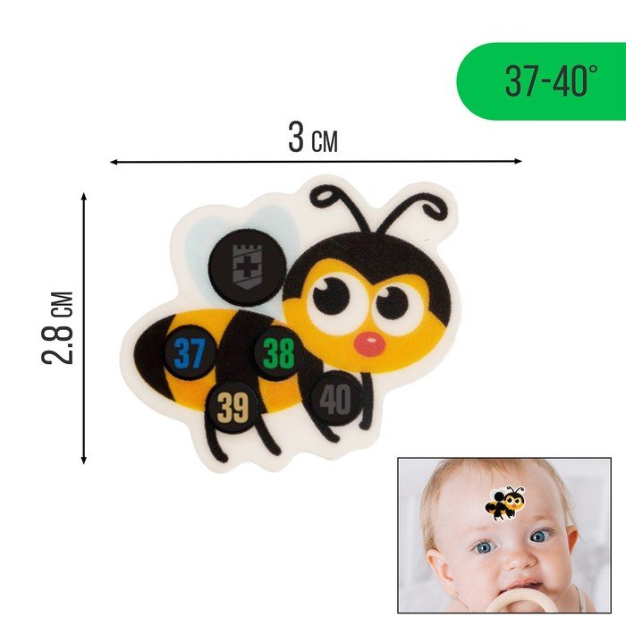 Термометр налобный "Пчелка", до 40°, 3 х 2.8 см