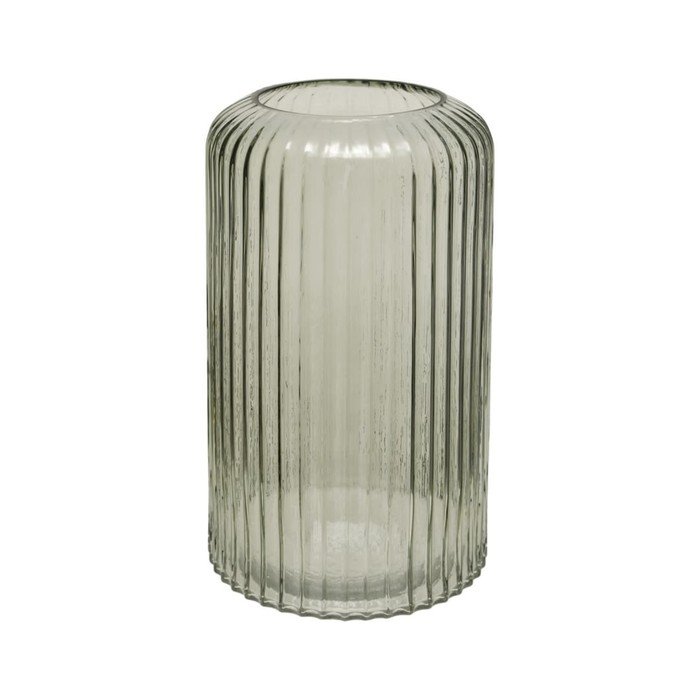Декоративная ваза из рельефного стекла, 180×180×305 мм, цвет серый