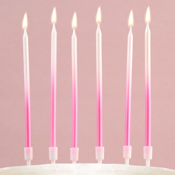 Свечи в торт "В твой особенный день", розовые, 6 шт.