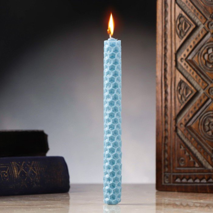 Свеча из вощины "Спокойствие и внутренняя гармония" , 13х1,7 см, 1 ч, голубой