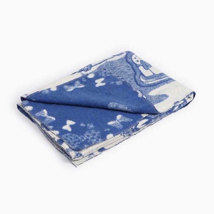 Одеяло байковое Мышки 100х140см, цвет синий 400г/м 100% хлопок