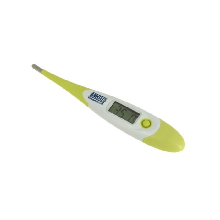 Термометр электронный Amrus AMDT-12, влагостойкий, гибкий наконечник, память, бело-зелёный