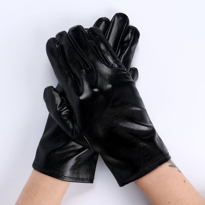 Карнавальнеый аксессуар- перчатки , цвет черный металлик,искусственная кожа