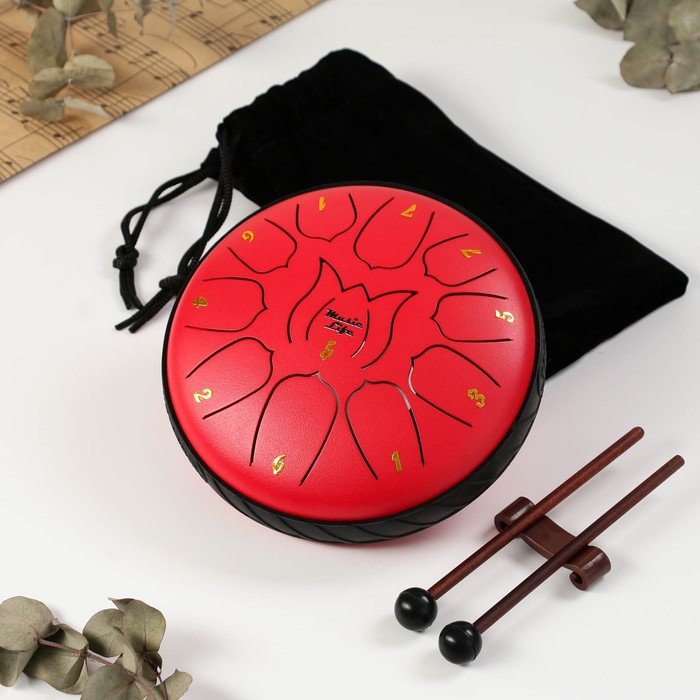 Музыкальный инструмент Глюкофон, красный, 11 лепестков, 17 х 8 см