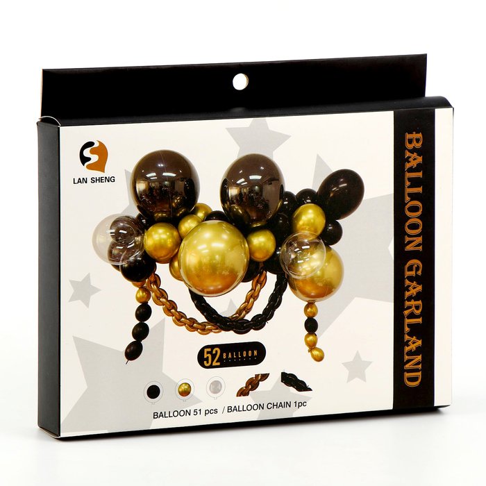 Набор для создания композиций из воздушных шаров, набор 52 шт. , черный, золото, прозрачный