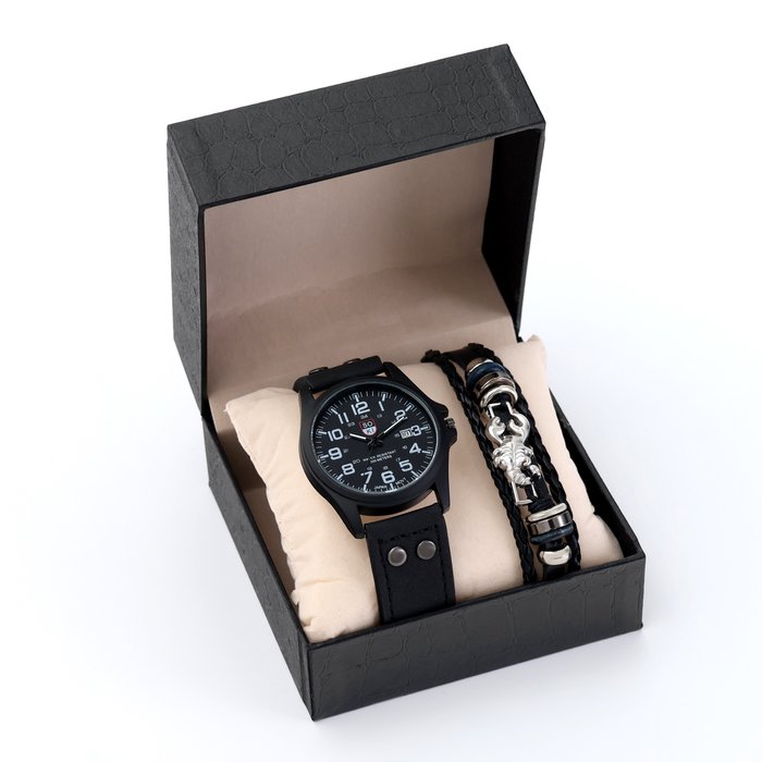 Мужской подарочный набор "Скорпион" 2 в 1: наручные часы, браслет