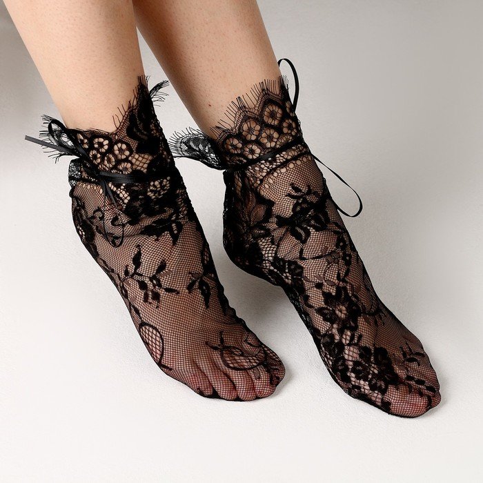 Карнавальный аксессуар- носки, цвет черный, кружево