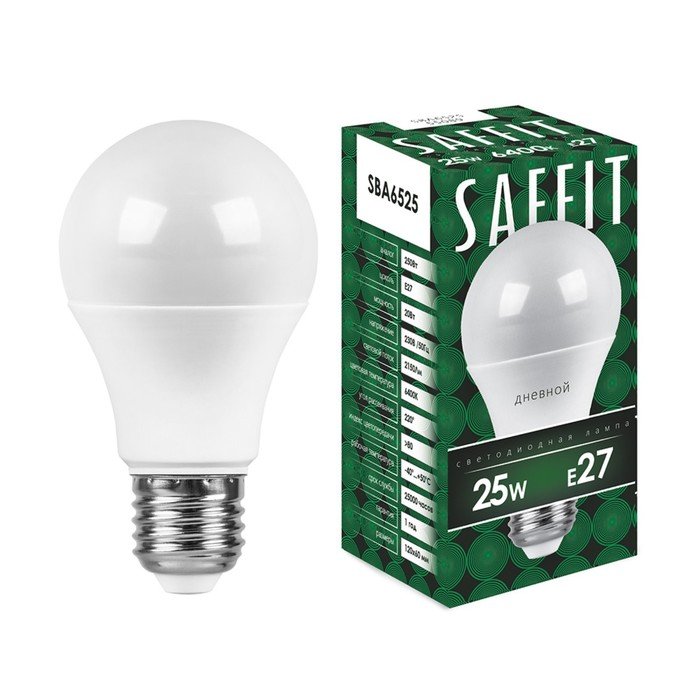 Лампа светодиодная SAFFIT, 25W 230V E27 6400K A65, SBA6525