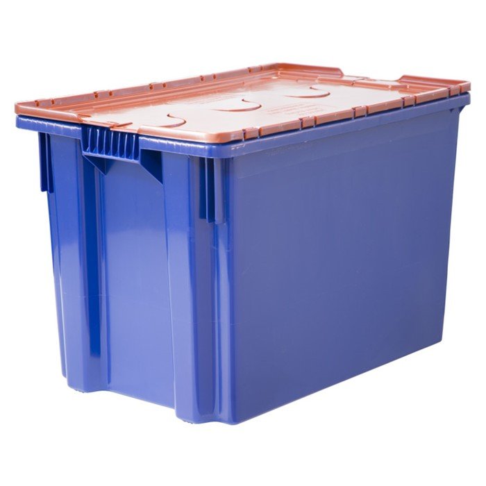 Ящик Safe PRO, сплошной 600х400х400, синий с оранжевой крышкой