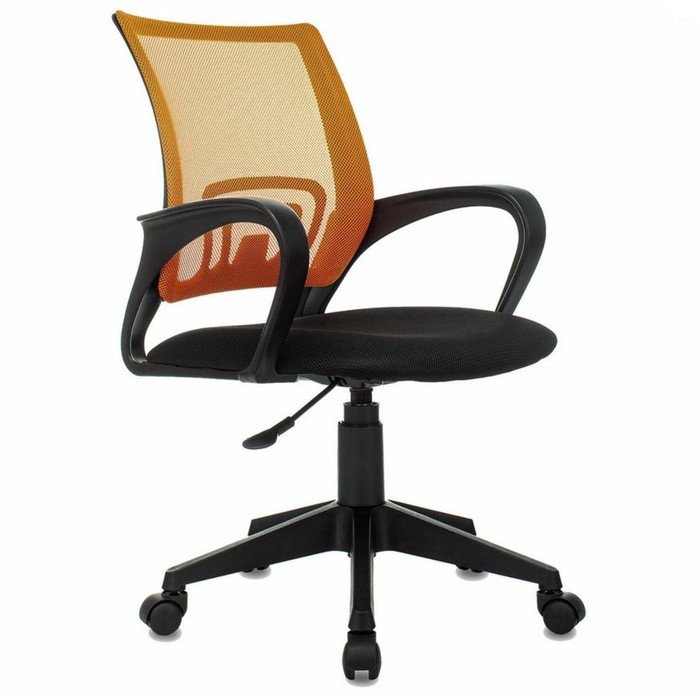 Кресло офисное BRABIX "Fly MG-396", с подлокотниками, сетка, оранжевое/черное, 532084