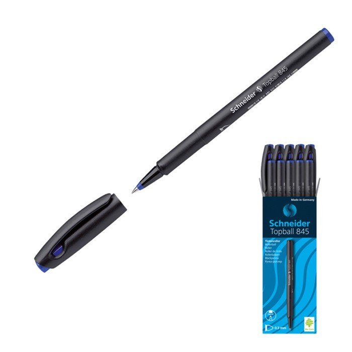 Ручка-роллер Schneider "TOPBALL 845", чернила синие, узел 0.5мм, одноразовая