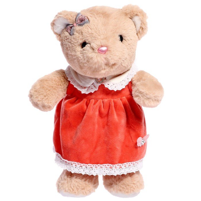 Мягкая игрушка "Мишка" в красном платье, 30 см