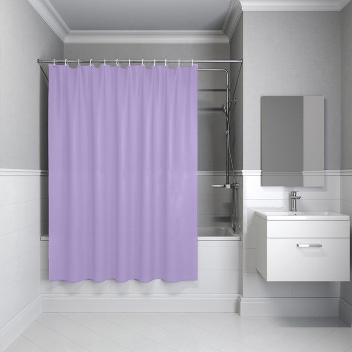 Штора для ванной комнаты IDDIS P08PE18i11, PE, 200х180 см, светло-фиолетовый
