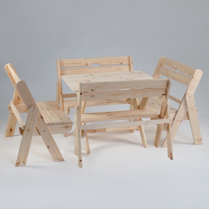 Комплект садовой мебели "Душевный": стол 1,5 м, четыре скамейки