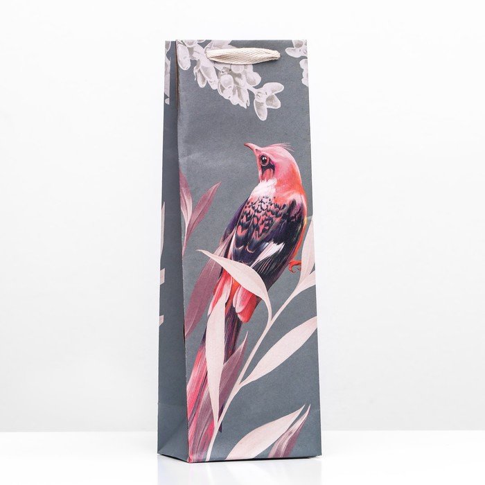 Пакет подарочный под бутылку «Pink Bird» 12 х 36 х 8,5 см